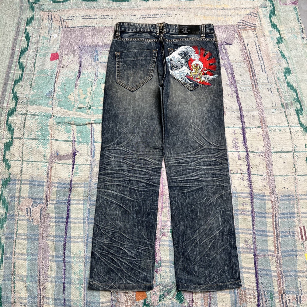 Big Train Osaka Japanese Denim Jeans Mens 31x29 Acid Wash Y2K Grunge Archive VTG